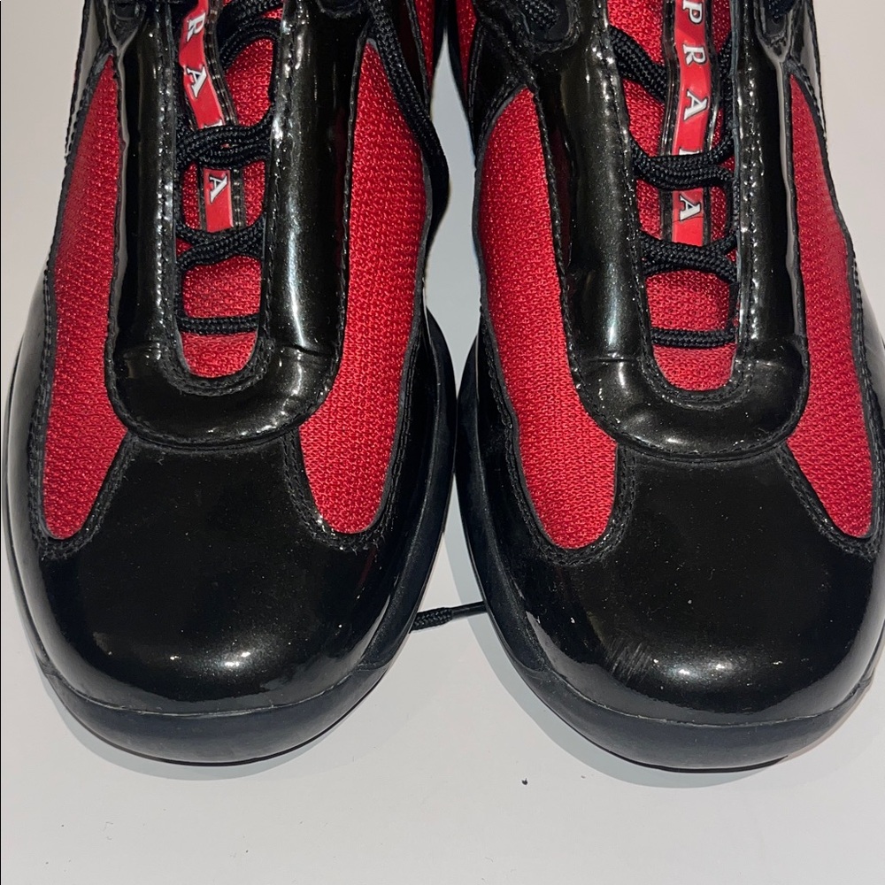 Prada Americas Cup Mesh and Patent Lace-Up Sneakers - Picture 16 of 16